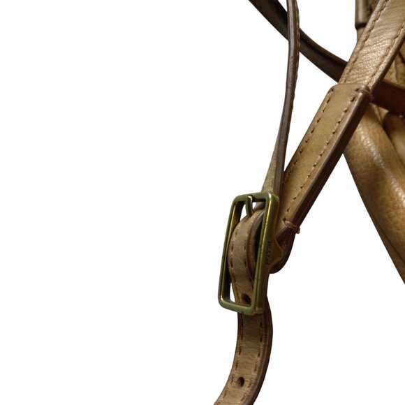 FOSSIL Claire Tech Tan Distressed Leather Drawstring With Tassels Crossbody Bag - Picture 6 of 10